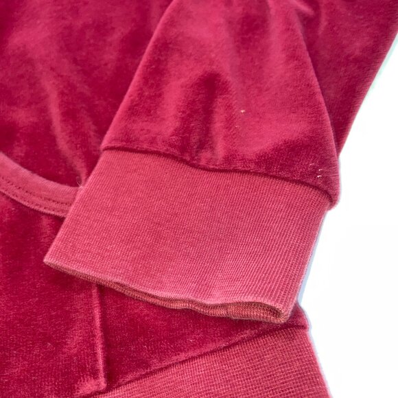 BURBERRY LONDON Velvet Hooded Full Zip Track Jacket Burgundy Sz L Womens - Picture 8 of 13
